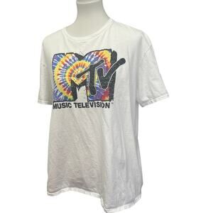 2020 Viacom Mens XL MTV Tie Dye Logo Short Sleeve 100% Cotton Tee Shirt